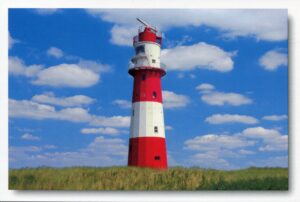 Ein rot-weißes Nordlichter - Borkum auf der Insel Borkum.