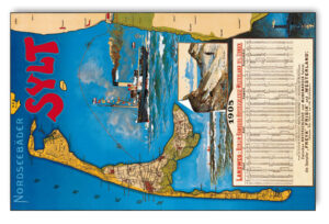 Eine Vintage-Karte der Insel SYLT – anno 1905 – mit einem Boot.